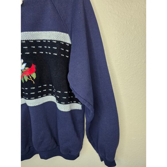 Vintage Womens Large Floral Flower Collared Sweatshirt Grandma Core 90s Sweater - Picture 7 of 13